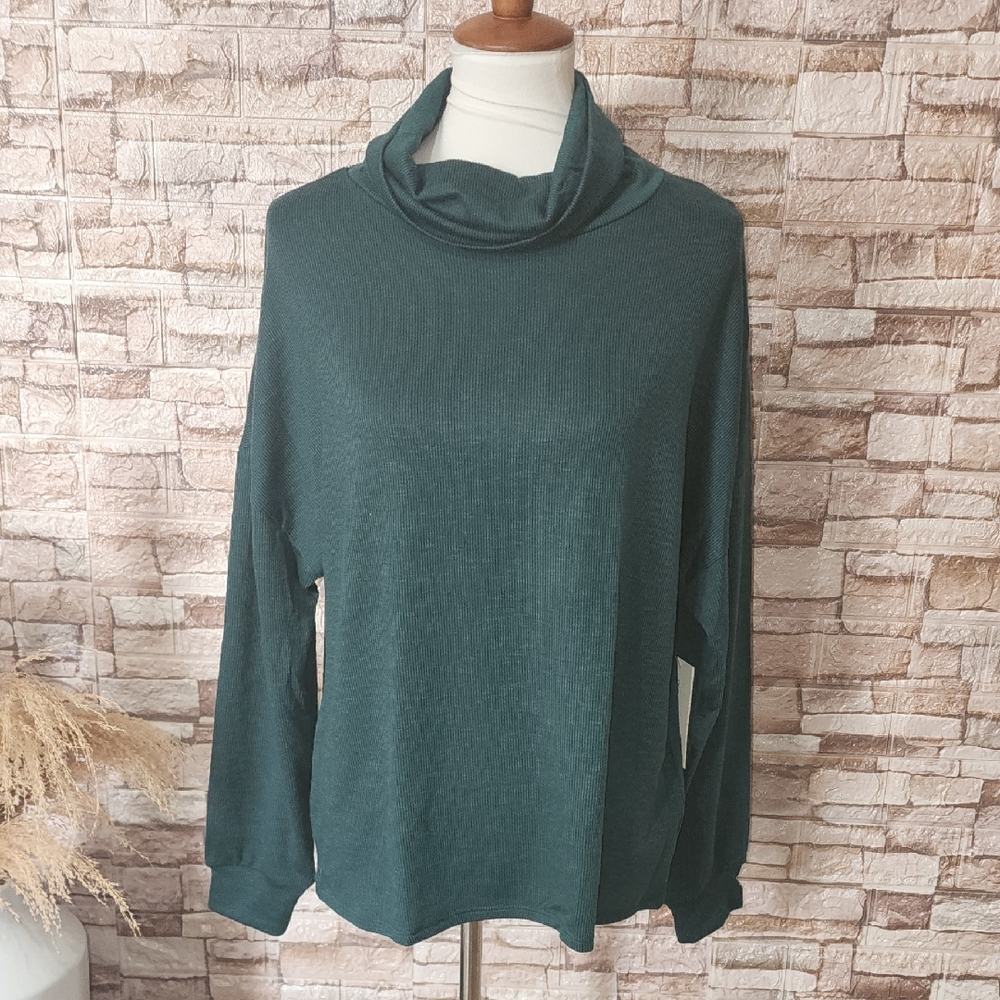 Gemma & Olivia Women's Green Cowl Neck Sweater Brand New